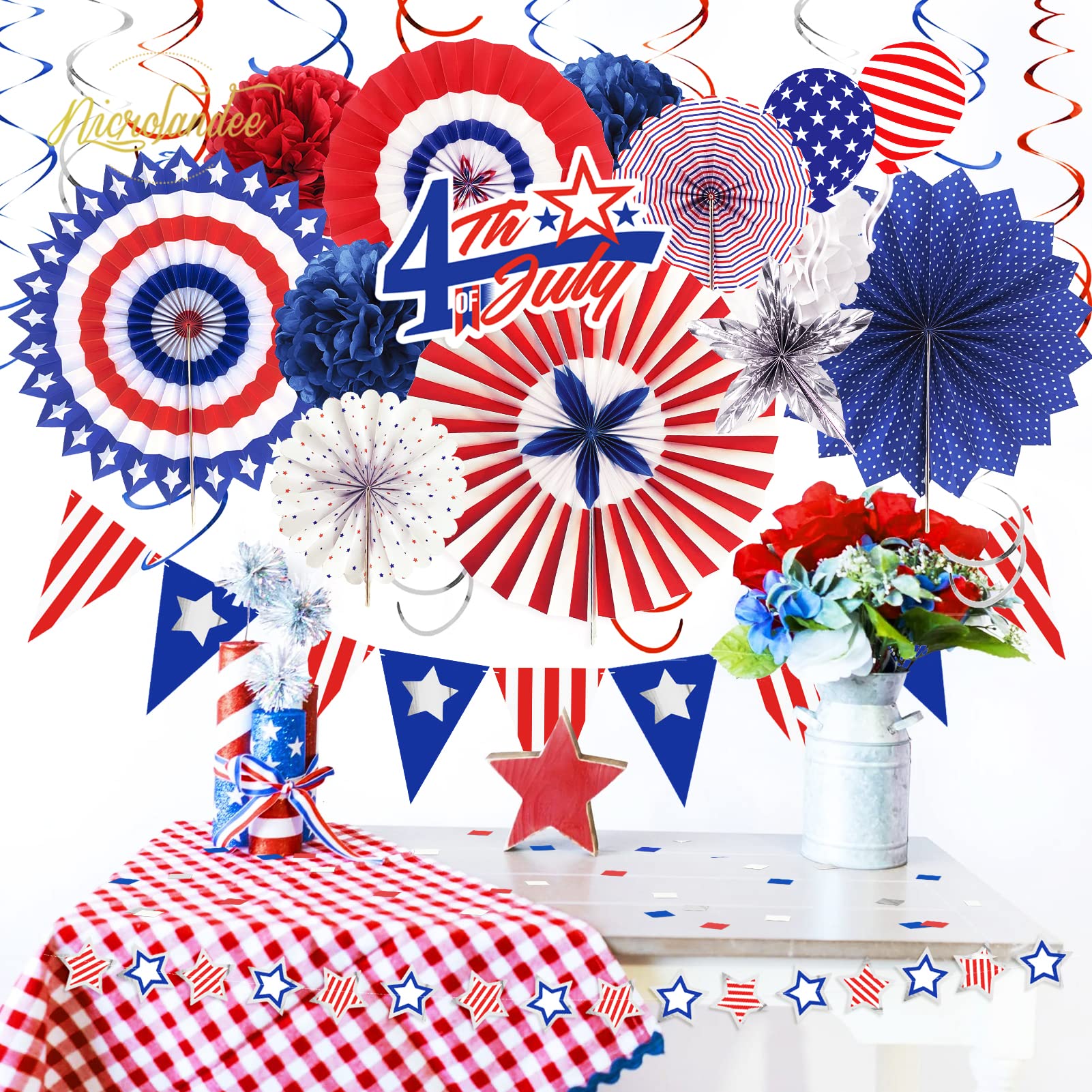 Amazon.co.jp: NICROLANDEE 32ピース 7月4日 愛国的なパーティー