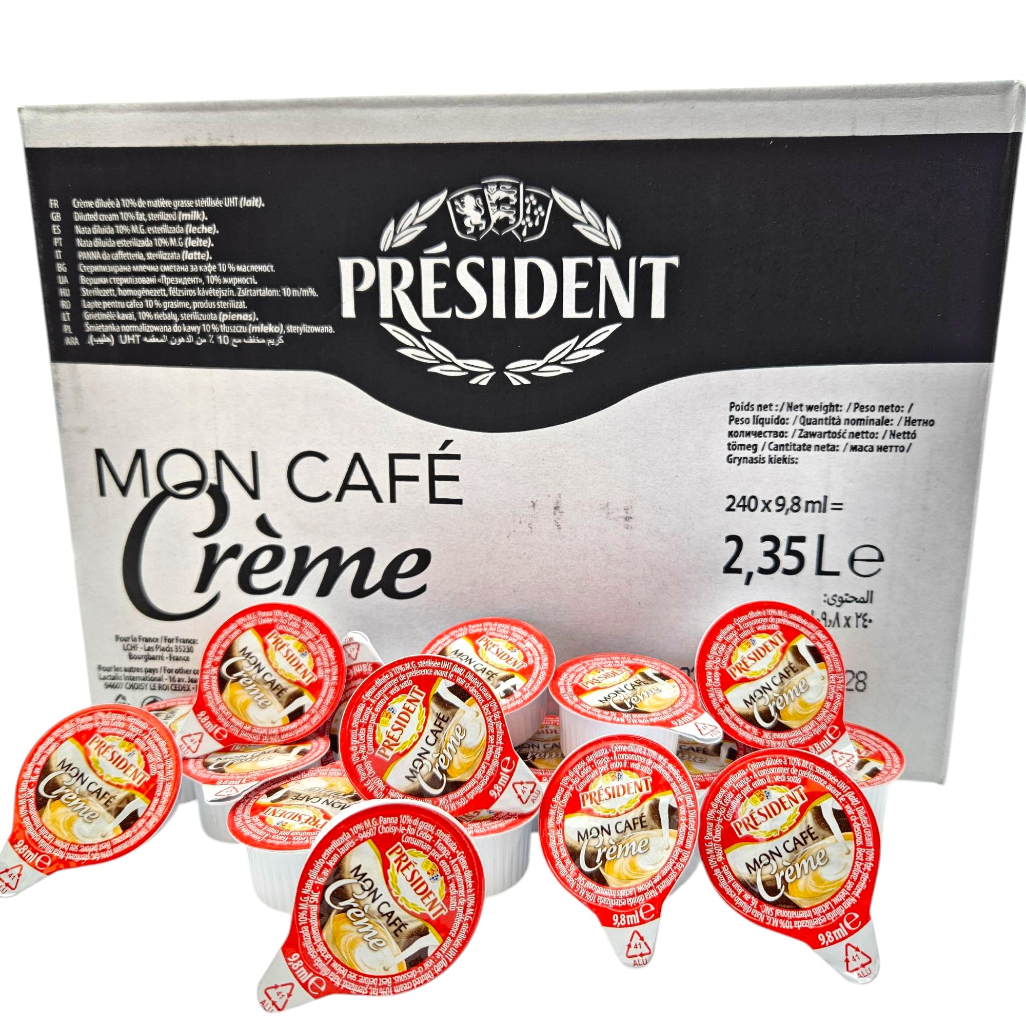 Leche Monodosis President - 240 Unidades - Nata Diluida 10% M.G - 240 x 9,8 ml