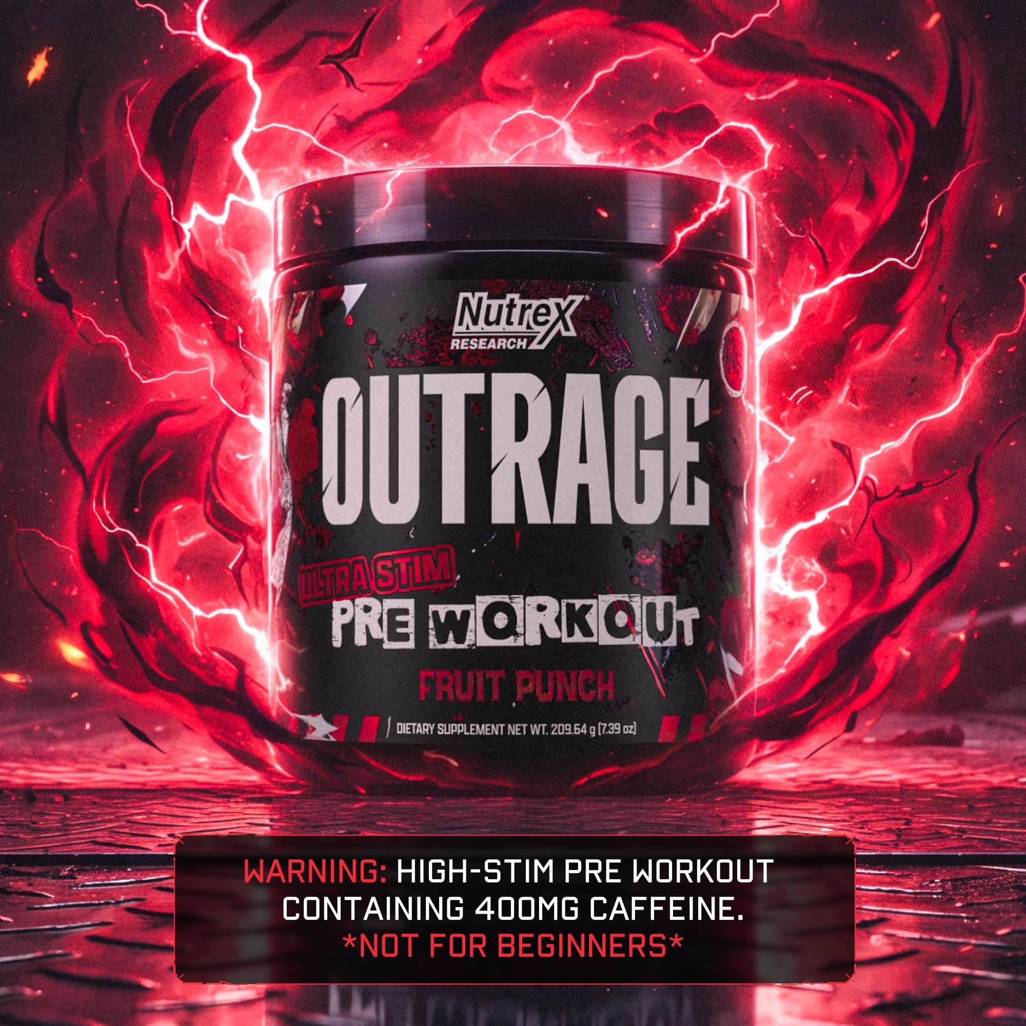 Outrage Ultra HIGH STIM Pre-Workout Powder for Men Fruit Punch | 400mg Caffeine, L-Citrulline, Beta-Alanine, Creatine | Extreme Energy, Focus, Strength & Endurance | 30 Servings — Amazon image 6