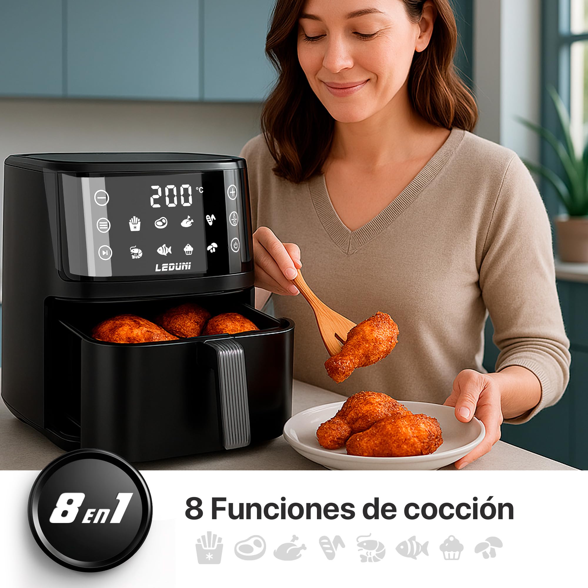 Friggitrice Ad Aria Senza Olio 7,6 L Di Capacità 2000 W, Uso Semplice