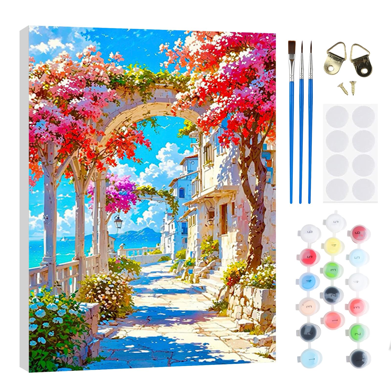 RICUVED Natural Paint by Numbers Kits for Adults Kids,Flower Painting Kits for Beginners On Clear Symbols Canvas with Wooden Framed, Easy DIY Acrylic Pigment Drawing Paintwork 20x30cm