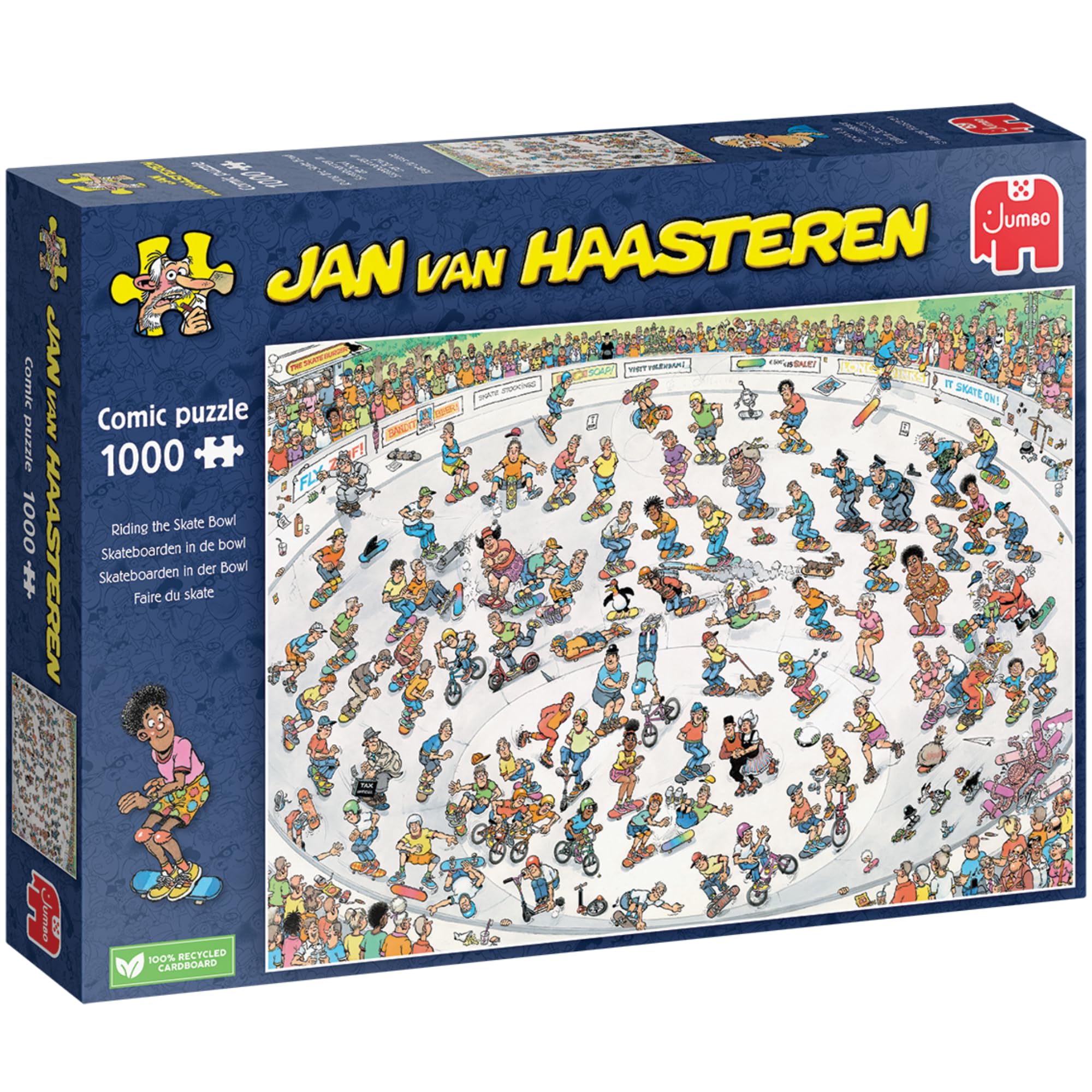 Jumbo Jan Van Haasteren Riding the Skate Bowl, 1000-Piece Adults Comic Puzzle, Large Jigsaw Puzzle for Adults