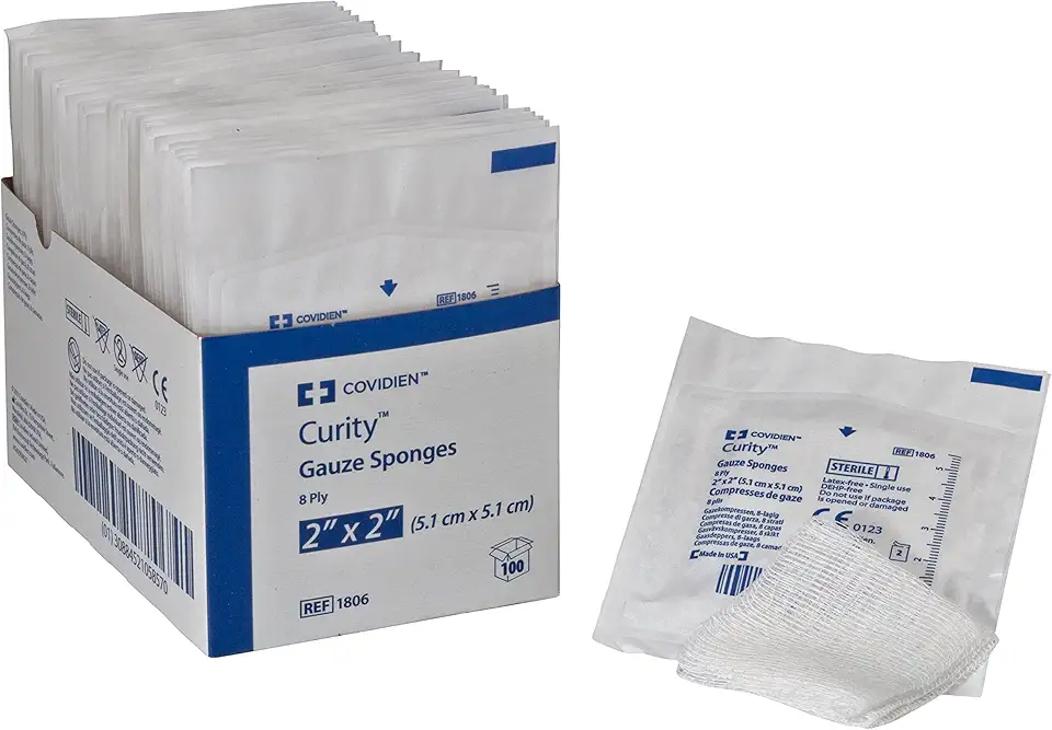 Covidien 1806 Curity Gauze Sponge, Sterile 2's in Peel-Back Package, 2" x 2", 8-ply (Pack of 100)