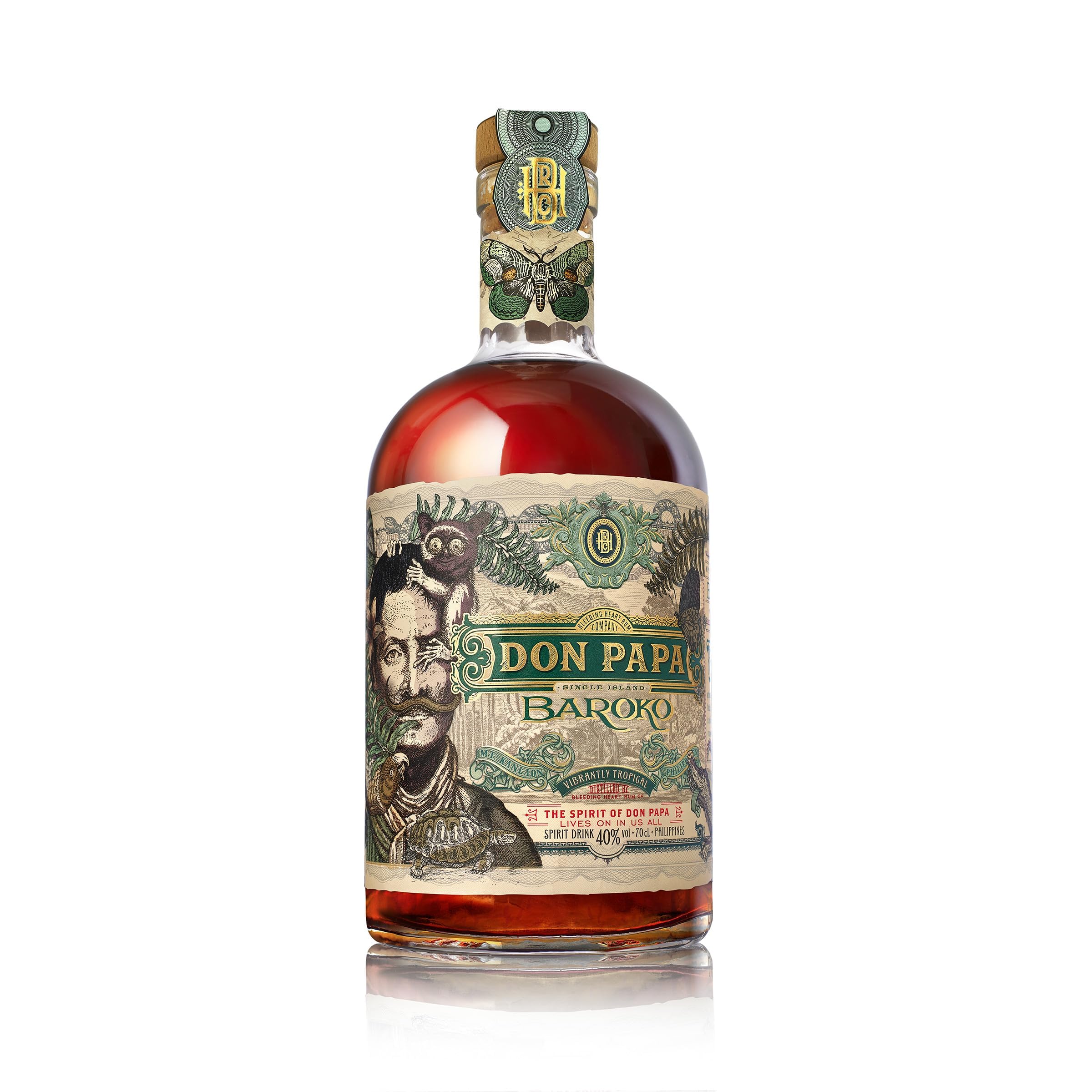 Don Papa Baroko | Premium Spirituose auf Rumbasis | Exotischer Geschmack | Aus "Black Gold" Melasse gebrannt | 40% Vol. | 700ML