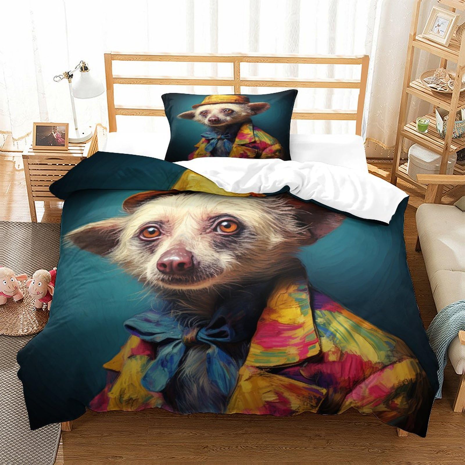 P1S9U7W5Y Humorous Animal 3D Printed Duvet Cover Set 3pcs Microfiber Animal Bedding Set Single