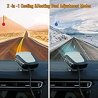Vista 4 de Calefactor de coche de 12 V, 2 en 1, calentador electrónico automático para descongelar y desempañar rápidamente, ventilador parabrisas de Gris