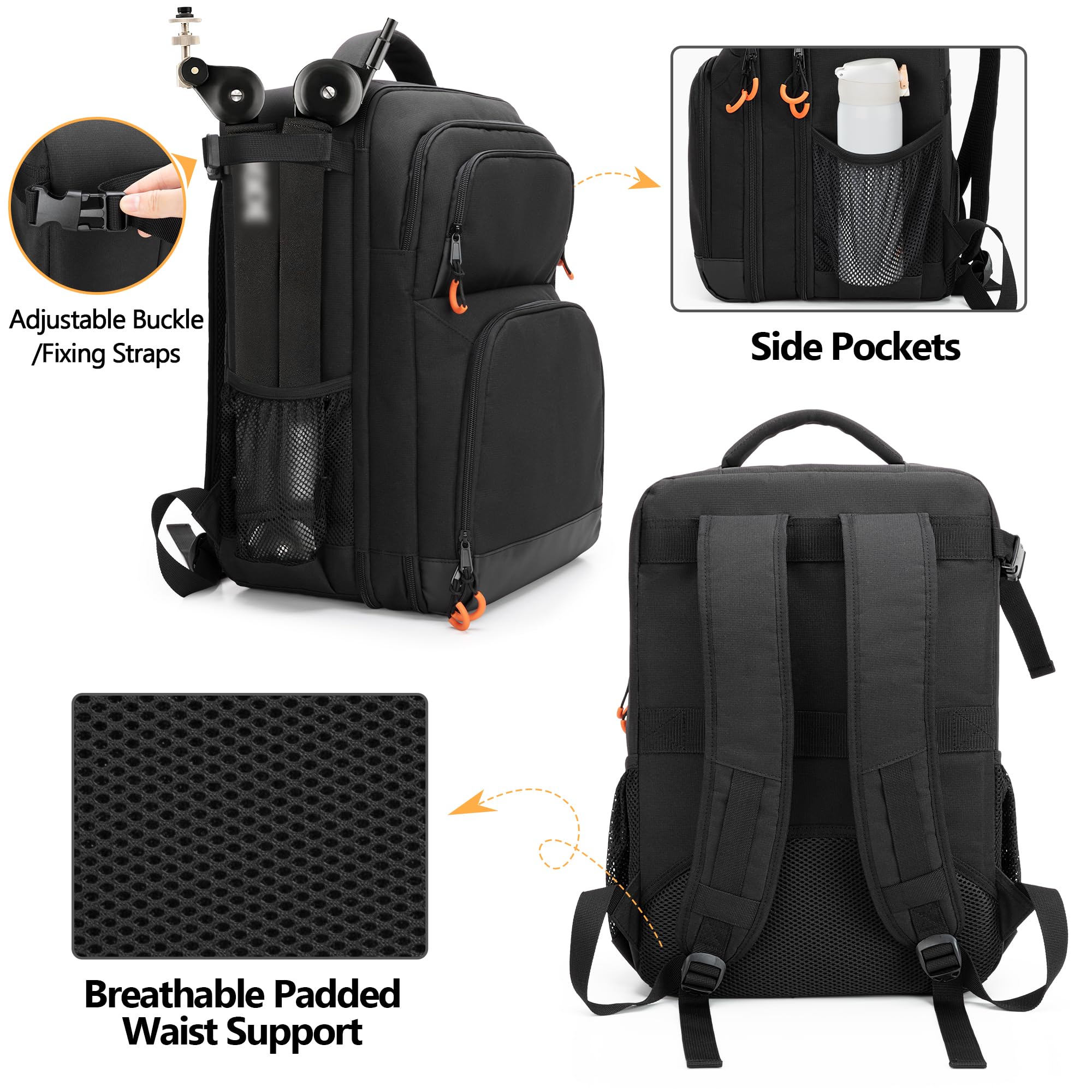 PGmoon DJ Controller Tasche Kompatibel mit RODECaster Pro II, Numark Party Mix II, Hercules Inpulse 200MK2, DJ Mixer Rucksack mit Multitasche für Mikrofon, Kabel und DJ Zubehöhr-Patent Design
