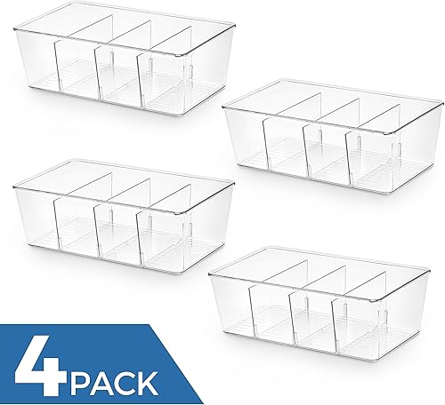 Miniatura 3 de Organizadores de despensa de cocina y contenedores de almacenamiento, paquete de 4 recipientes de almacenamiento de cocina transparentes para