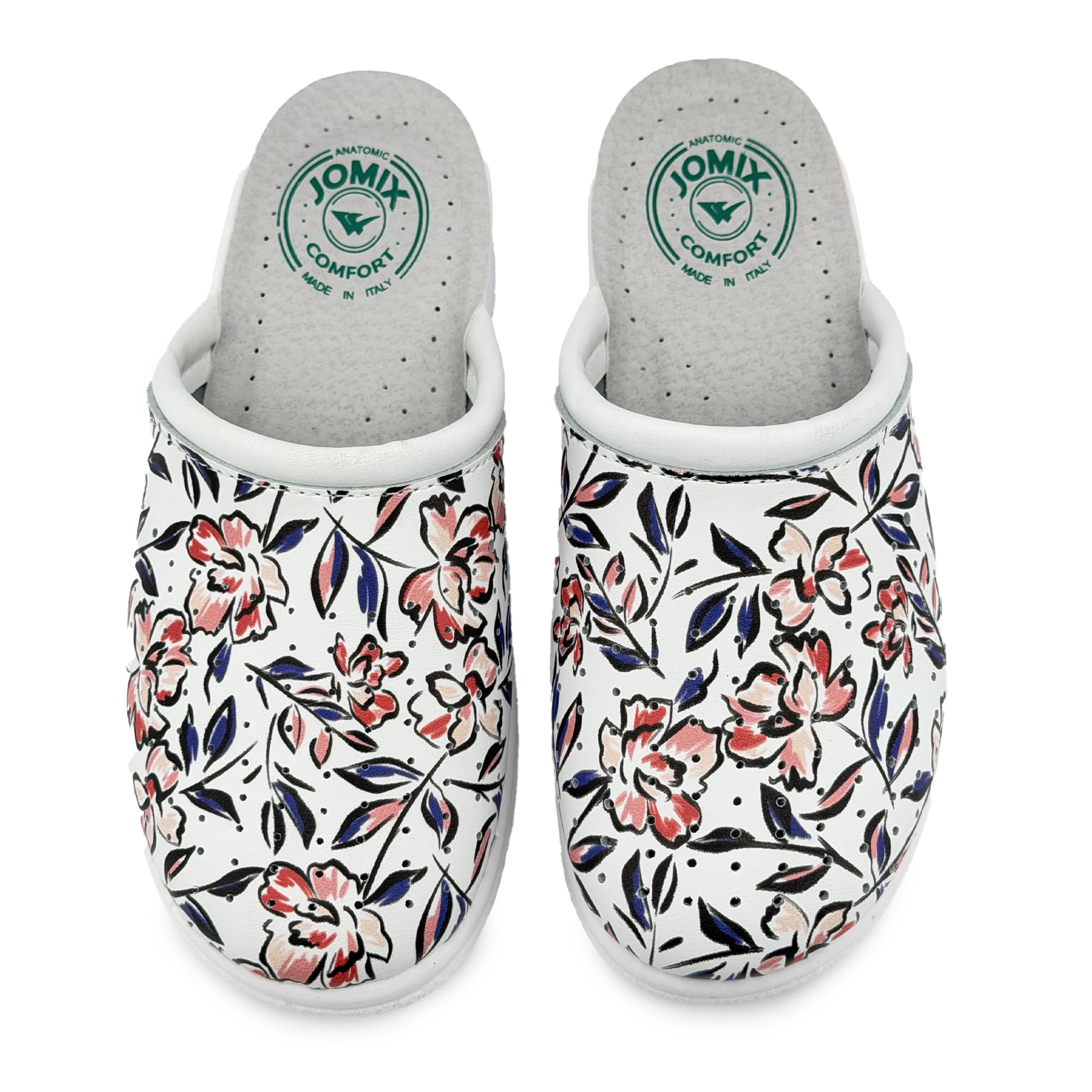 JOMIX Zoccoli Sabot Donna Comodi per Casa Tomaia Floreale Plantare Morbido Suola Antiscivolo Silenziosa Leggeri Facili da Indossare Zeppa Bassa 4.5 cm