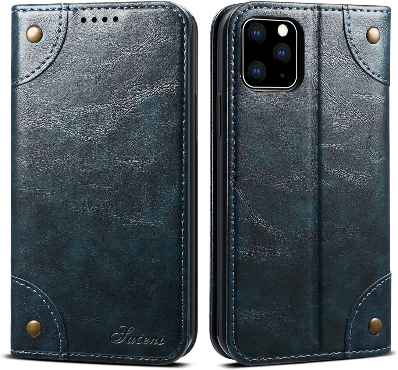 Cover Wallet Compatible with iPhone 11 Pro Max Apple 6.5 inch,Leather Case Retro Texture Kickstand Protective Durable Folio Card Holder Shell for Women Girl Blue