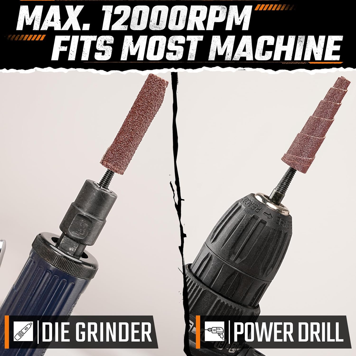 62Pcs Mini Sanding Cone Engine Porting Assortment Kit Cone Cylinder Shaped 1/4inch Shank Abrasive Sanding Set Sleeve Sandpaper Roll