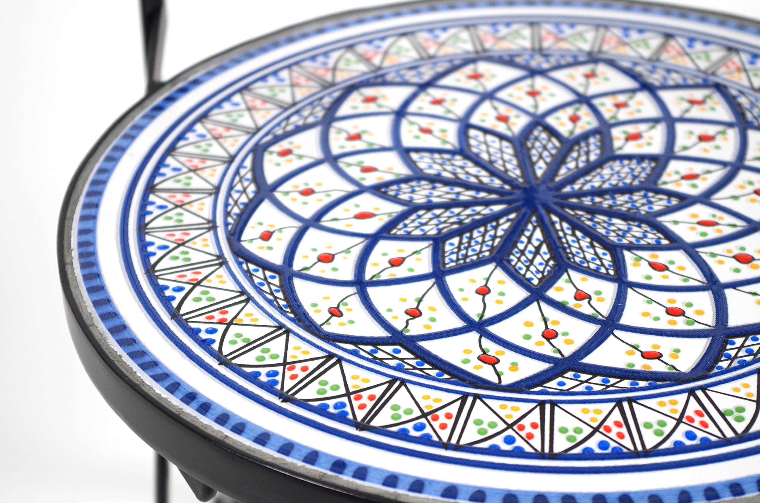 Kobolo Gartenstuhl Klappstuhl Metallstuhl Mosaikoptik weiß 92 cm Blau