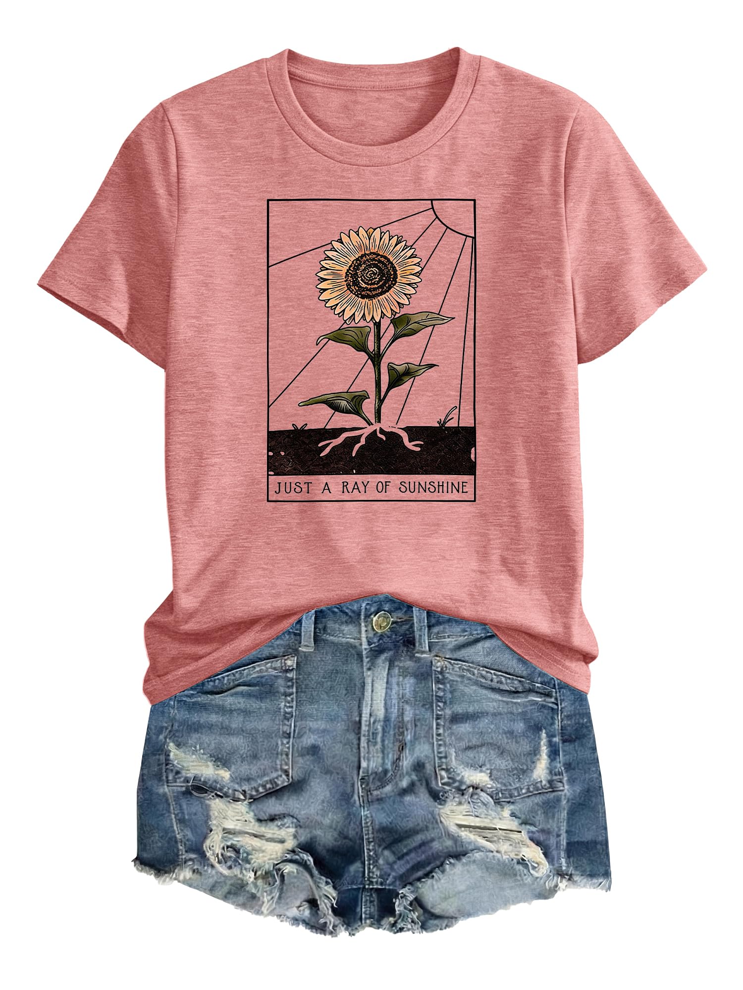 Anbech Women Dandelion Print T Shirts Summer Short Sleeve Graphic Tees | Cute Dandelion Paw Print Tshirt Casual Crewneck Loose Fit Flower T-shirts Teen Girls Colorful Comfy and Soft Daily Wear
