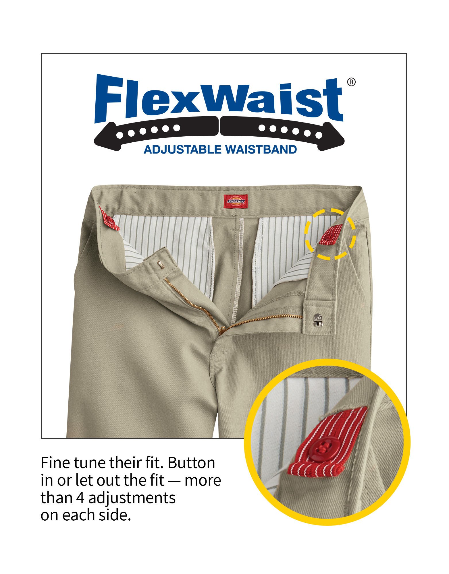 Dickies Pantalones Cortos para niña Flex Waist Slim Fit Flat Front