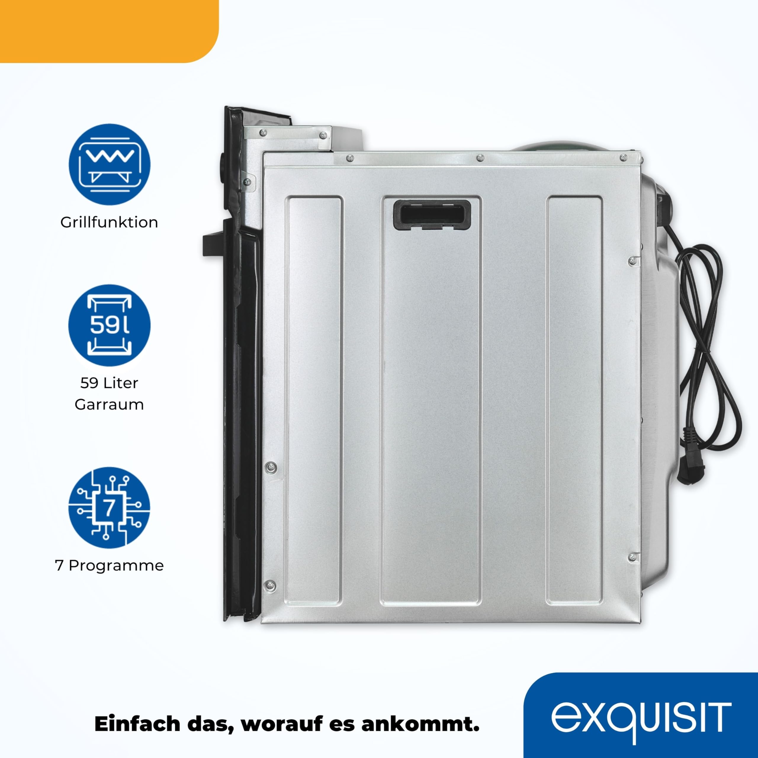 Exquisit Einbaubackofen EBE255-U-020 schwarz 59,0 l Garraum Umluft 60 cm