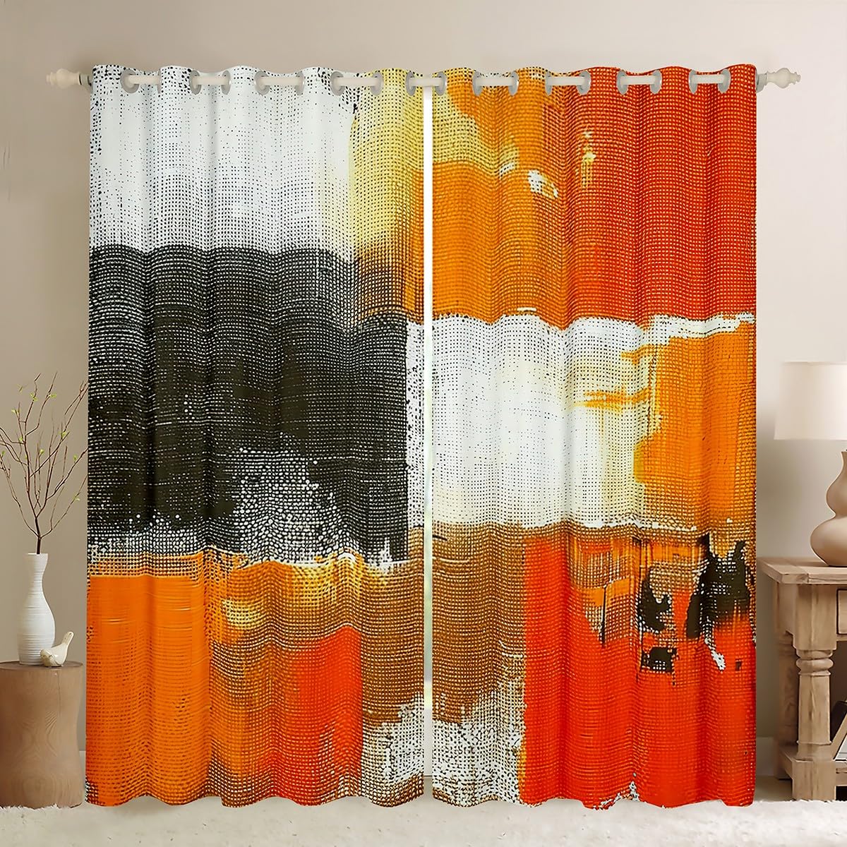 Erosebridal Rainbow Watercolor Curtains Orange Gradient Curtains & Drapes for Kids Boys Girls, Ombre Tie Dye Blackout Curtains Abstract Grunge Bedroom Curtains Window Treatments