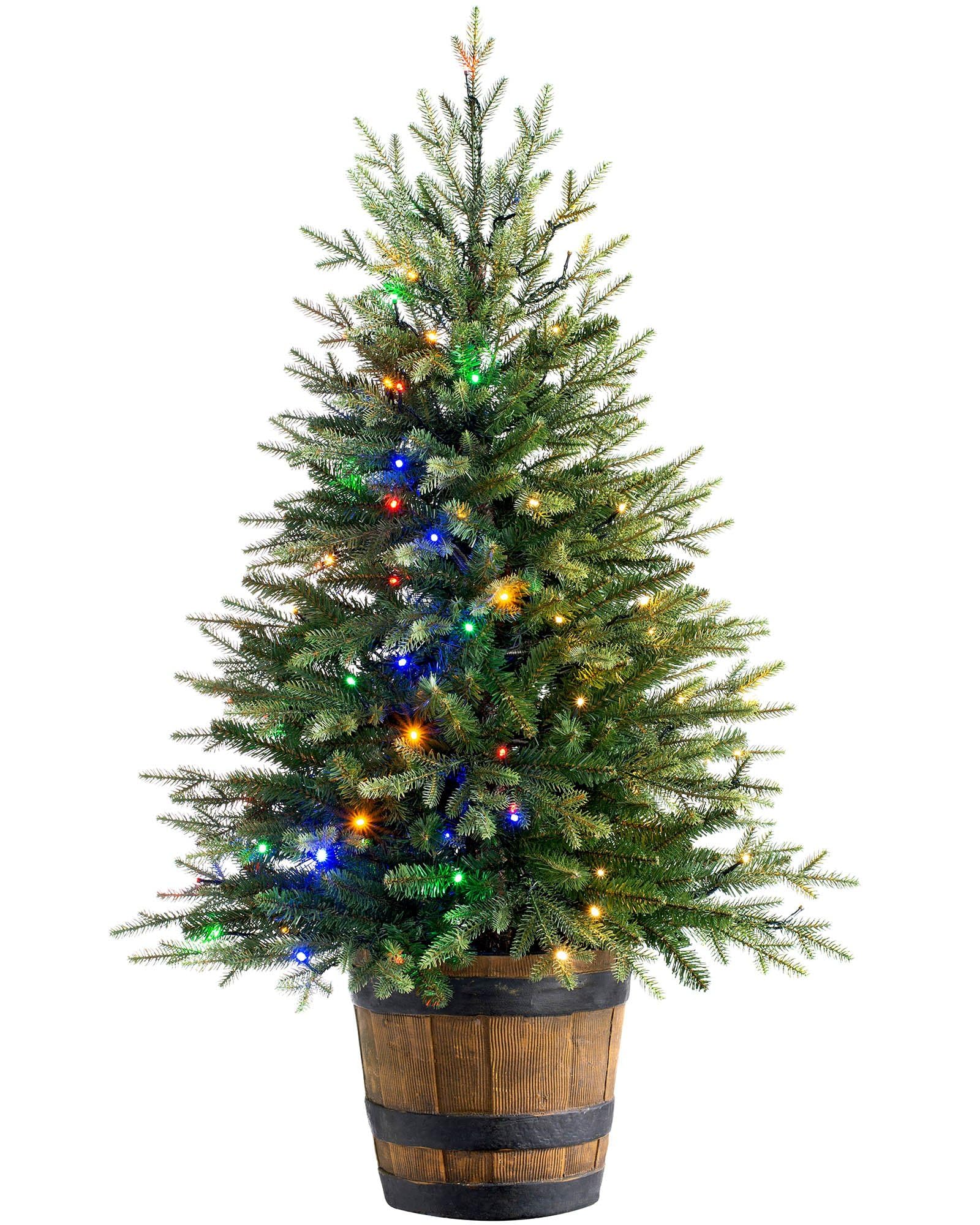 Werchristmas Green Pre-Lit Potted Pine Christmas Tree With Dual Led Lights, 4 Feet/1.2M, Wrc-9057
