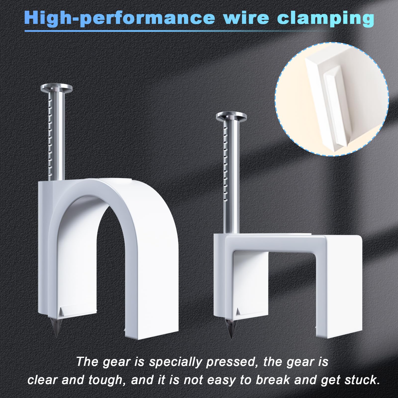 mxuteuk 630PCS Cable Clips with Steel Nails,4/5/6/8/10mm Round and 5/6mm Square White Cable Wire Clips,Wall Clips for Cords,Cable Cord Clips for RG6 RG59 CAT6 RJ45 - Image 4