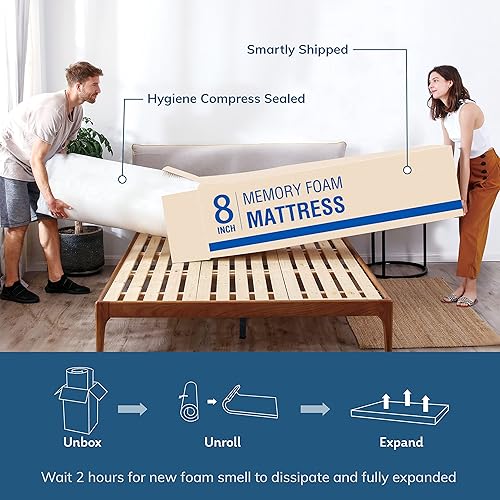 Miniatura 8 de EGO - Colchón matrimonial de espuma viscoelástica de 8 pulgadas, té verde y gel refrescante, firmeza media, certificado CertiPUR-US, colchón doble,