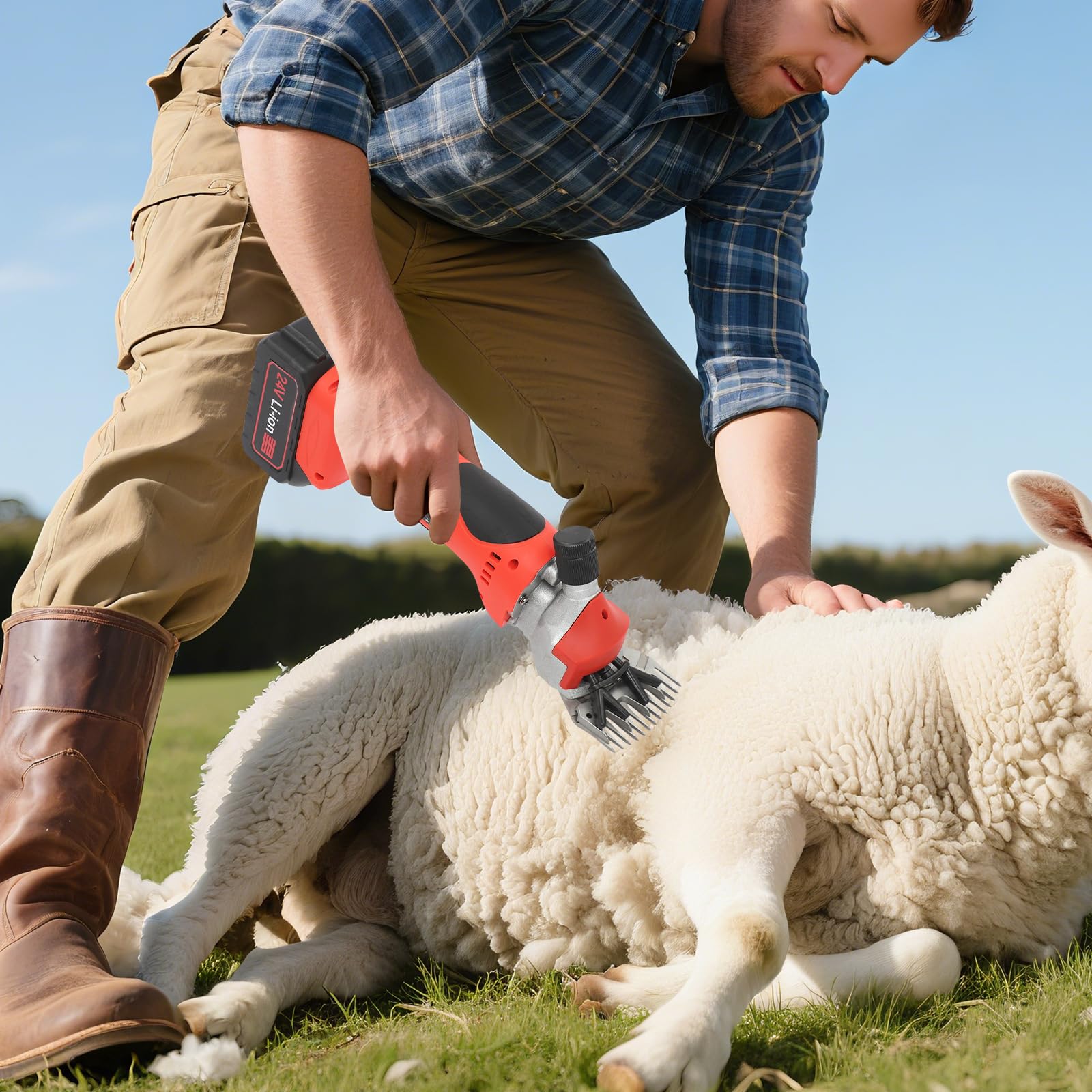 Schafschurschere, Schafschere Schermaschine Haarschneider Tierpflege Batterie Ladegerät Koffer 24 V für Schaf Farm Haushalt Kabellos