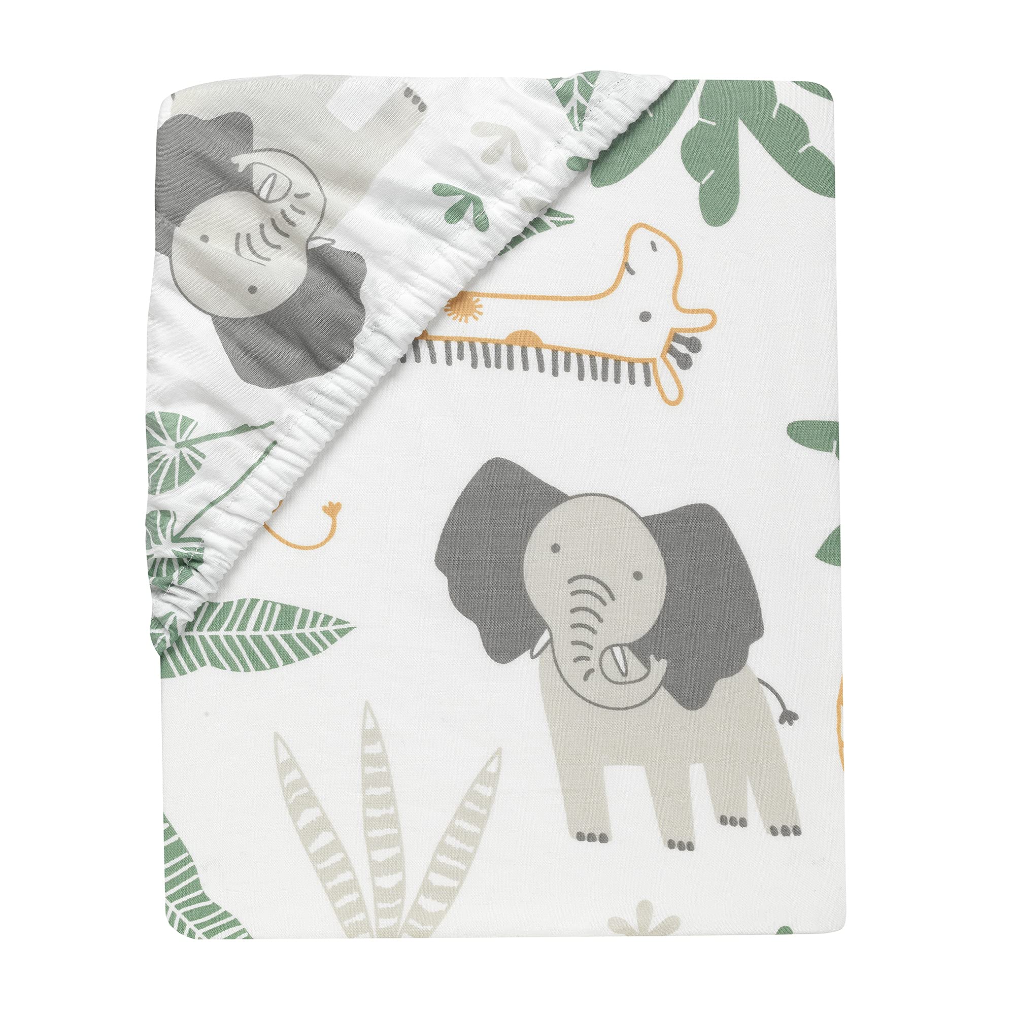 Lambs & Ivy Jungle Friends - Lenzuolo con angoli per culla in 100% cotone, motivo: animali safari