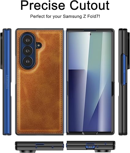 Miniatura 10 de Foluu Funda para Samsung Galaxy Z Fold 5 con protector de pantalla frontal incorporado, piel sintética + carcasa rígida de policarbonato ultrafina y