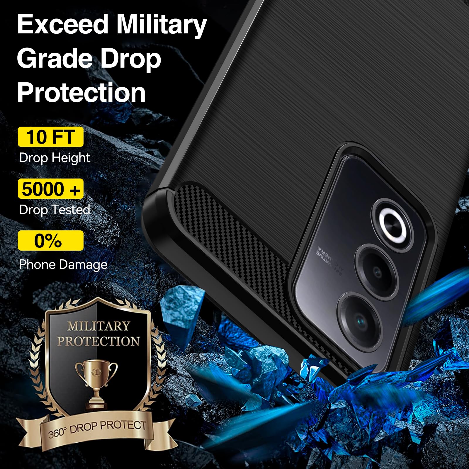 iVoler Etui do Oppo A80 5G z 2 szt. szkła hartowanego, [odporne na wstrząsy wojskowe] etui ochronne, smukłe miękkie silikonowe TPU odporne na odciski palców i zarysowania, czarne