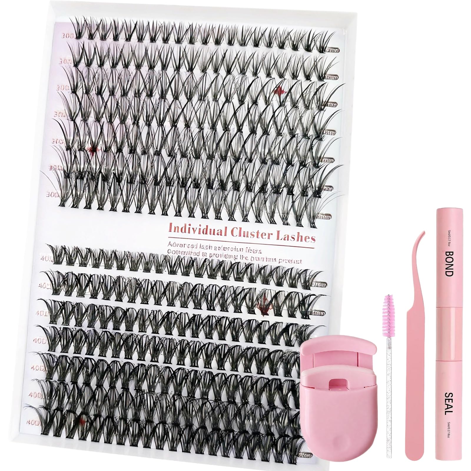 Cluster Lashes Kit 280pcs Wispy Eyelash Clusters 9-16mm Soft DIY Natural Lash Extension Kit C Curl Individual False Eyelashes Manga Lashes for Beginners at Home(30D&40D)