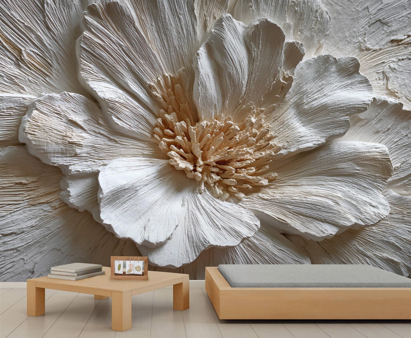 3D Flower Tree Wall Mural, Vintage Rose Wallpaper for Bedroom