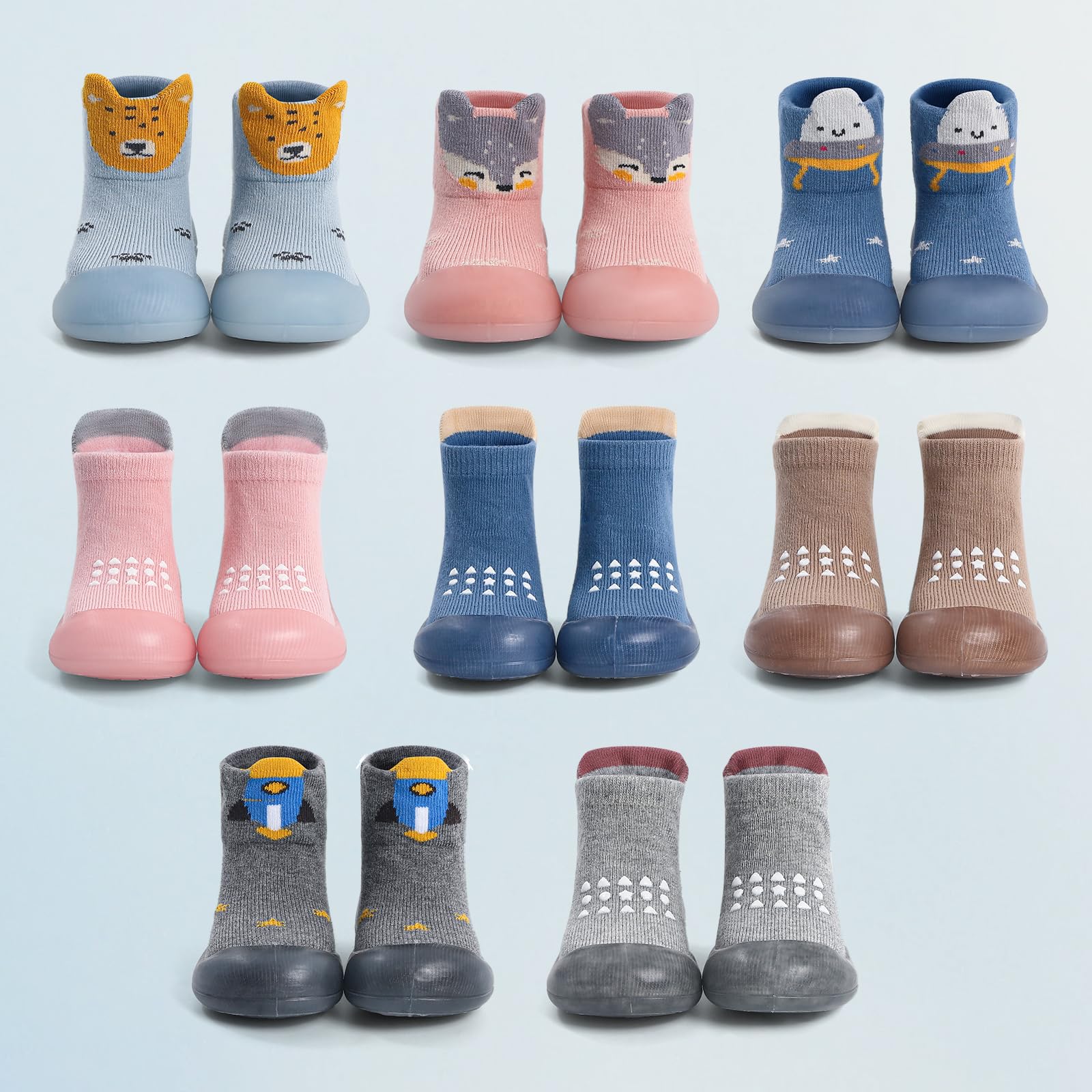 MASOCIO Baby Boys Girls Sock Shoes Toddler First Walking Shoes Soft Rubber Sole Non Slip Sock Shoes — view 5