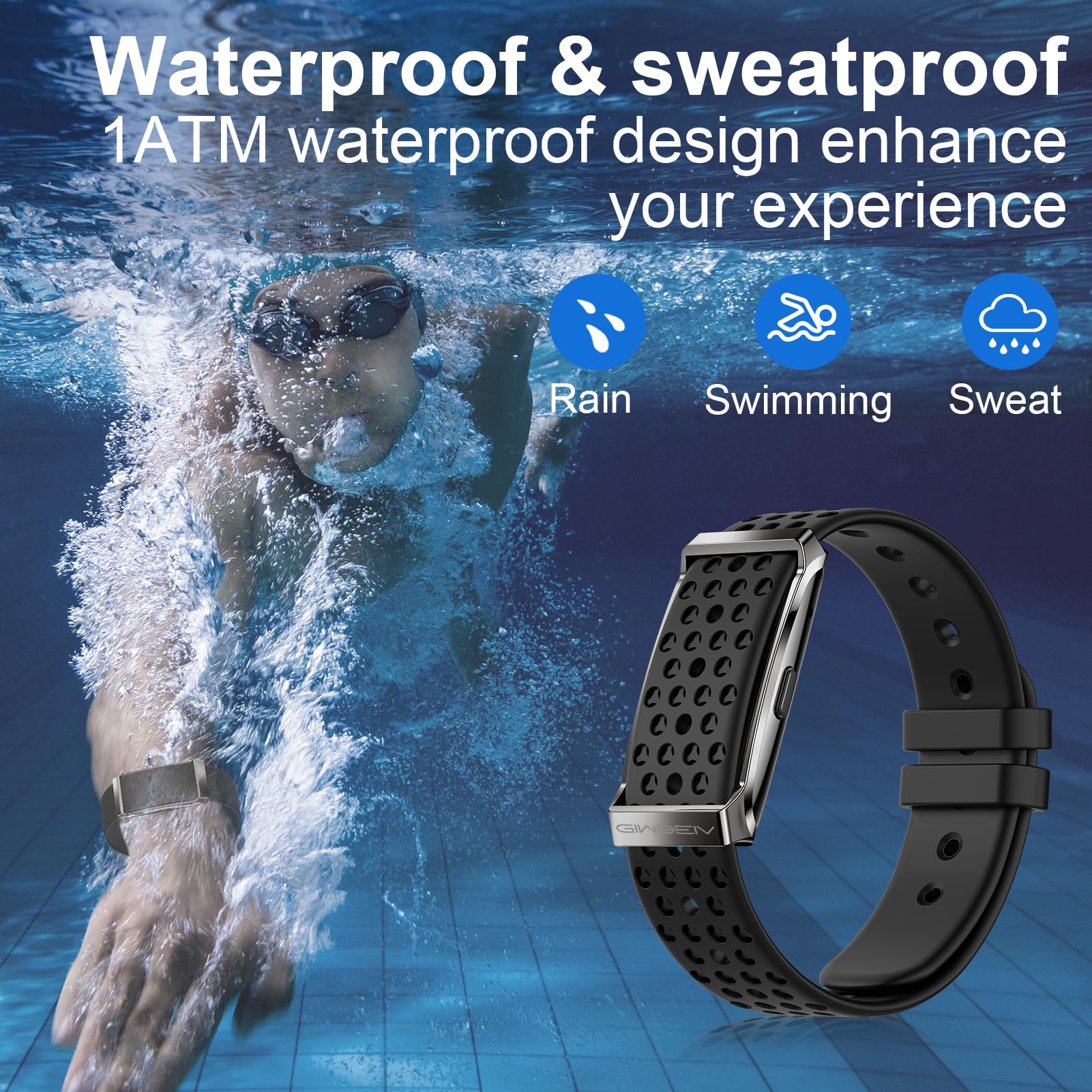 Pulsera inteligente, rastreador de actividad física con monitor de sueño de frecuencia cardíaca, oxígeno en sangre 24/7/7, calorías y estrés/pasos, bandas de salud y fitness, más de 170 modos