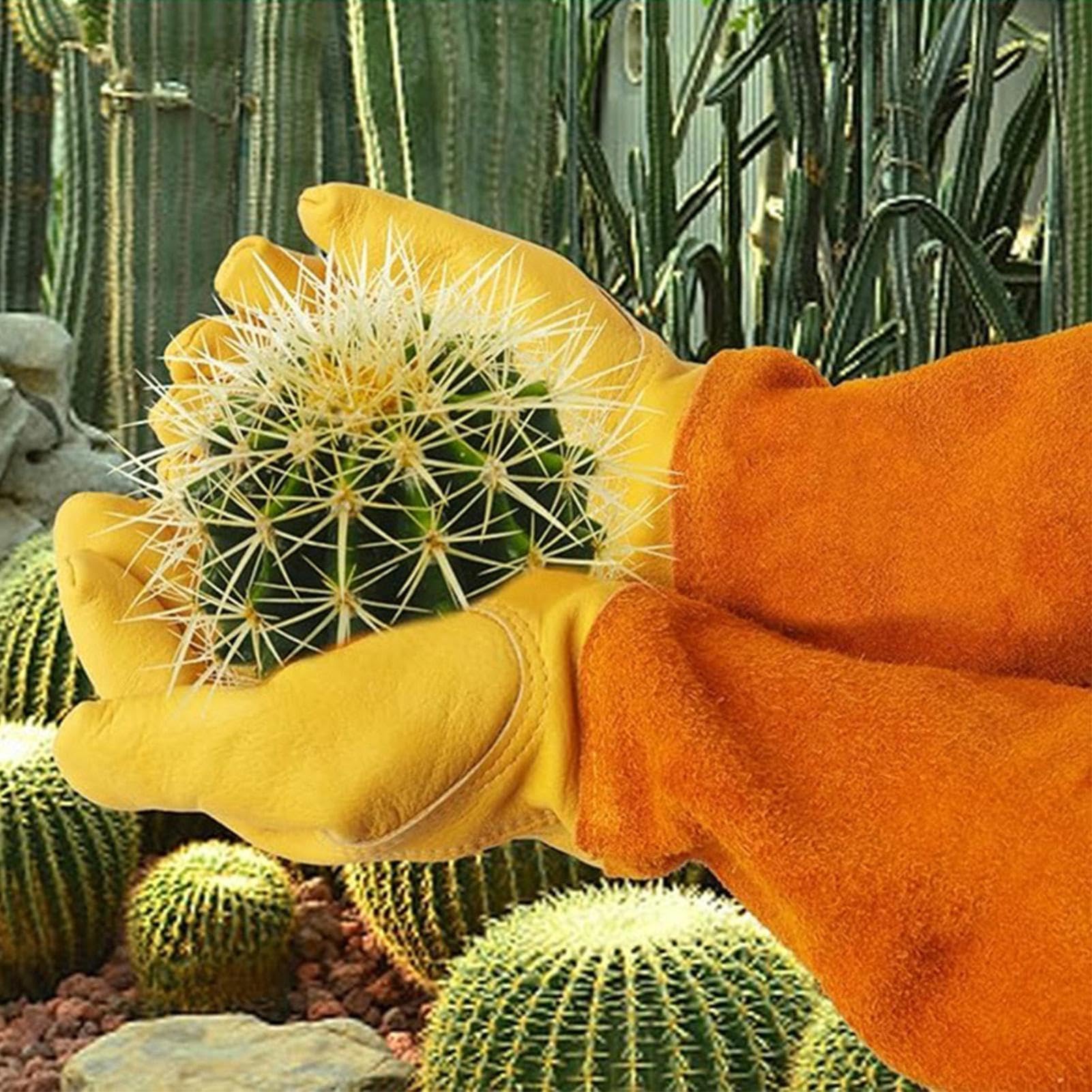 Guanti Da Giardino Muffole Protettive Rinforzate Con Polsino Esteso | Guanti Da Giardinaggio In Pelle Di Pecora Per Potatura Piante, Ispezione Degli Alveari, Trapianto E Raccolta Di Bacche
