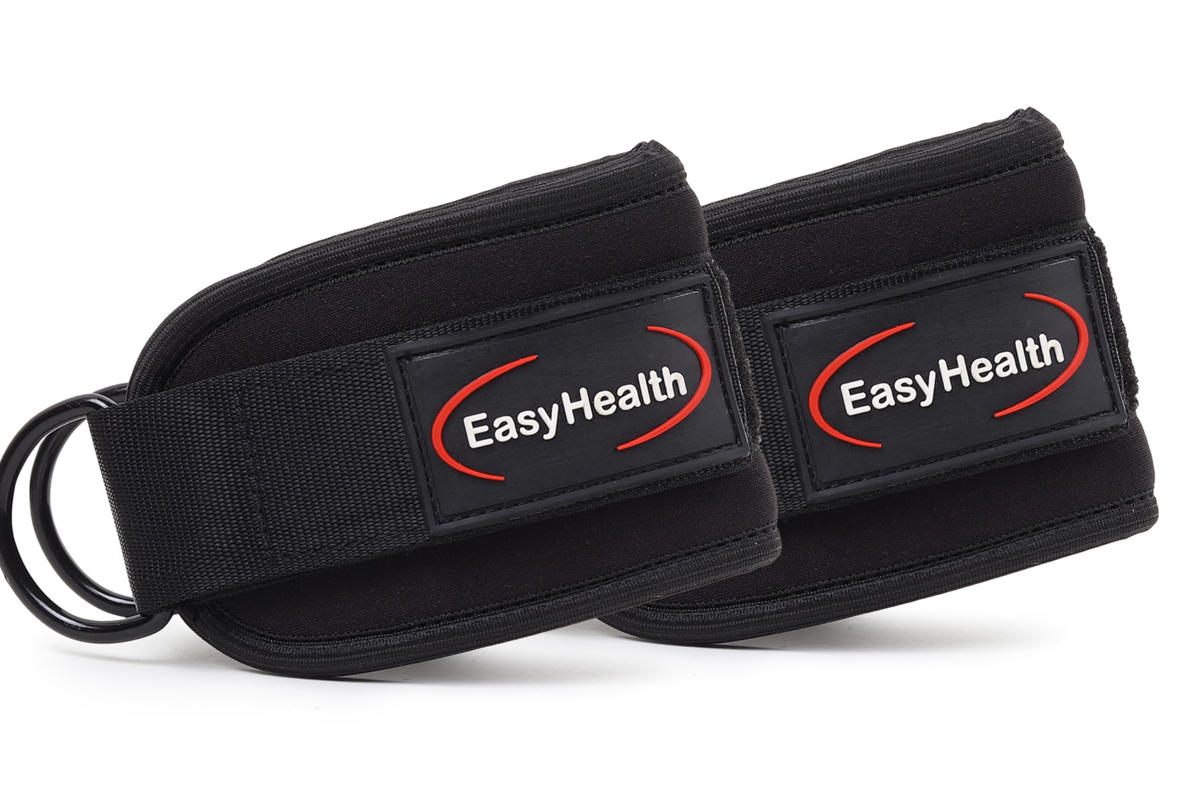 Ankle Strap For Gym Cable Machine Workout, Heavy D Ring And Padded Ankle Band For Gym Workout Kickbacks Leg Extensions Glutes Curls Exercises for Men and Women (Pair, Black)