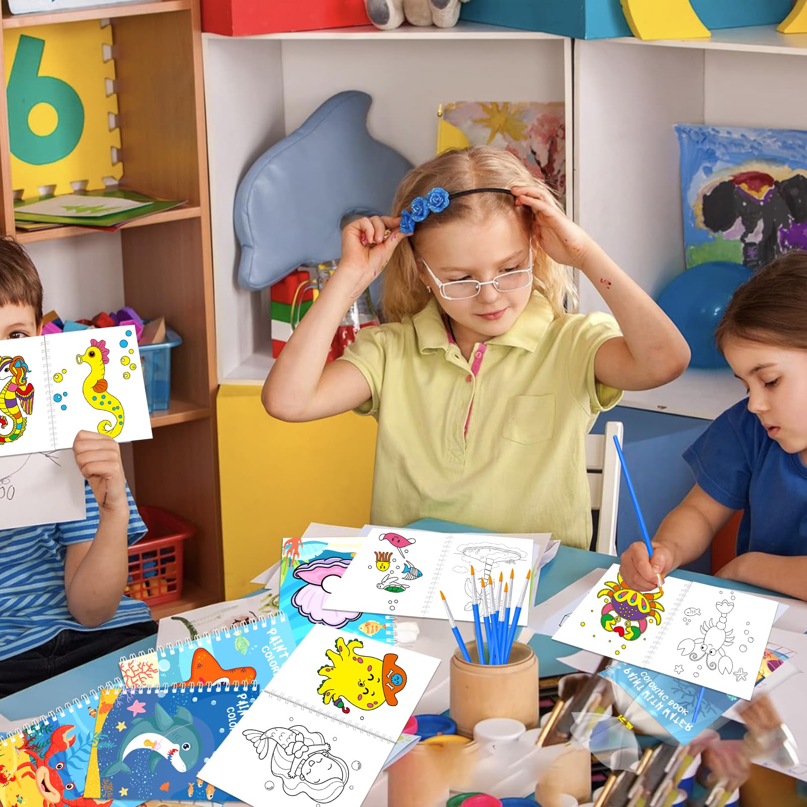 24 libri da colorare ad acqua sotto il mare bomboniere, Beach Ocean Mini libri da colorare sfusi per bambini compleanno aula Goodie Bags Stuffers, giocattoli estivi libri attività libri di fine anno