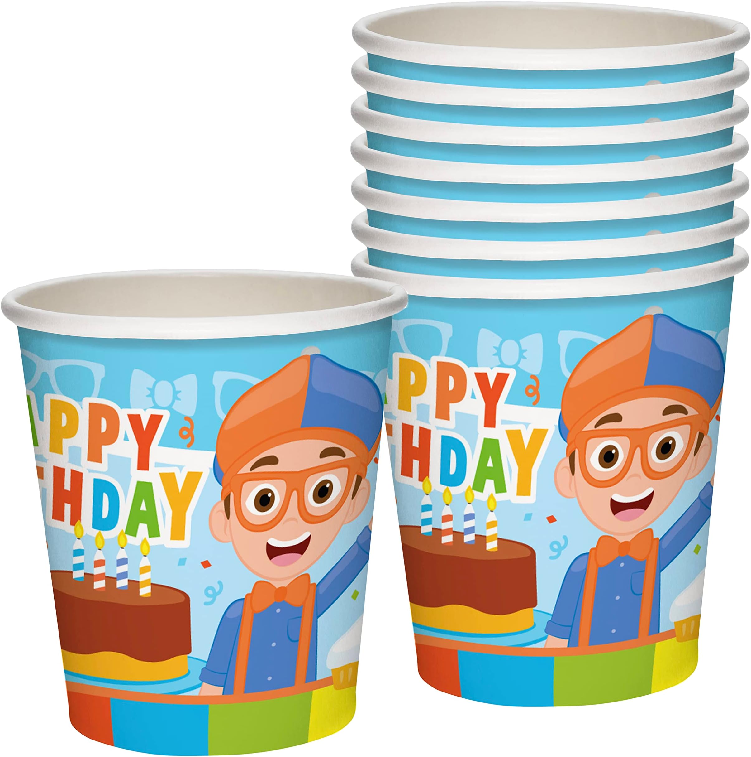 Officially Licensed Blippi Birthday Decorations - 9oz Paper Cups 16ct - Blippi Party Supplies - Disposable Party Cups for Kids