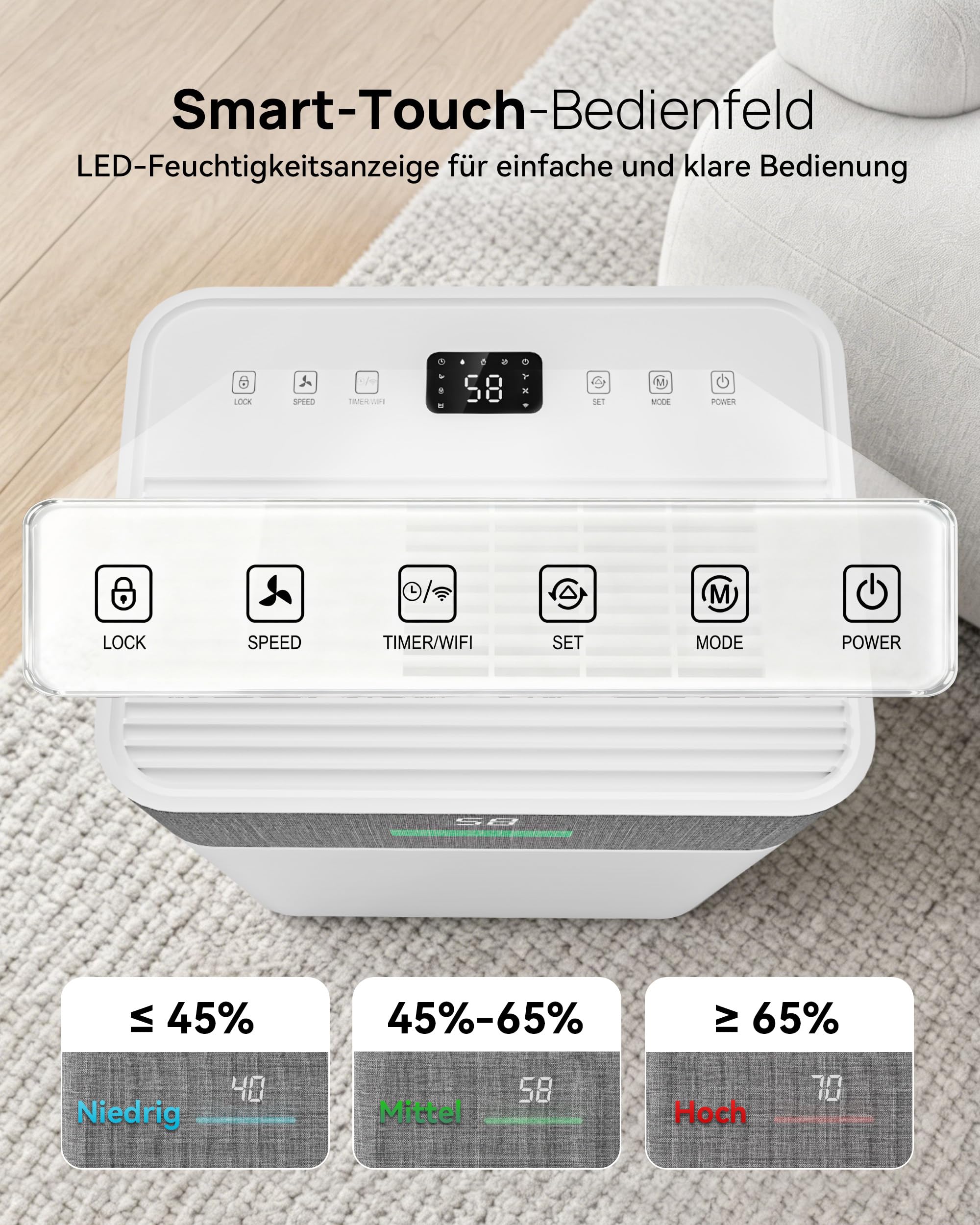 JUMMICO Luftentfeuchter 20L/Tag Smart WLAN Timer