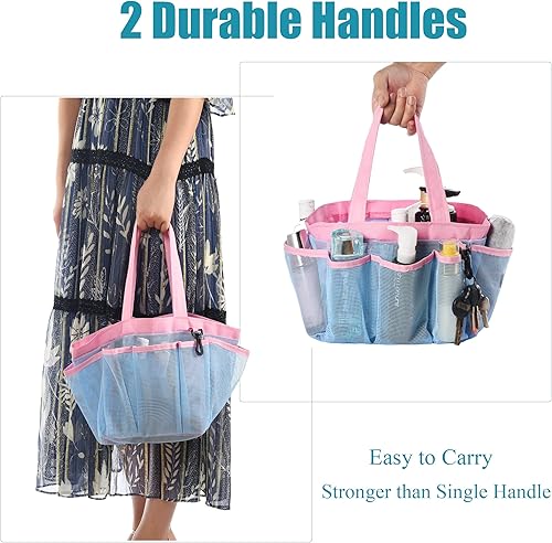 Miniatura 21 de Carrito de ducha de malla con bolsa interior impermeable, extra grande, negro, portátil, para dormitorio universitario, baño, campamento, 8 Rayas