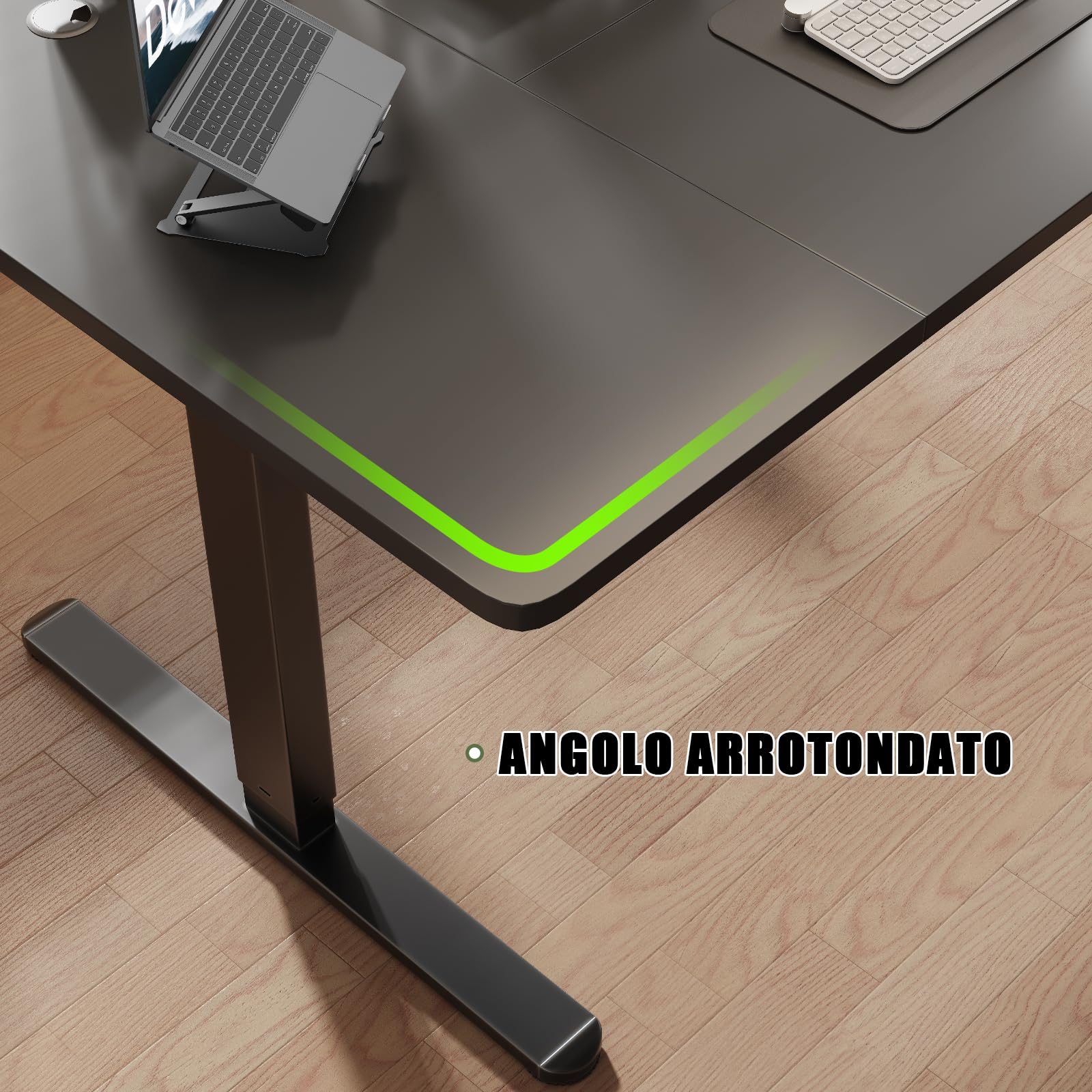 Devoko 120 x 60 cm Scrivania Regolabile in Altezza Supporto per Monitor | Regolabile con 2 Altezze di Memoria, Per Camera da Letto, Studio, Ufficio, Nero