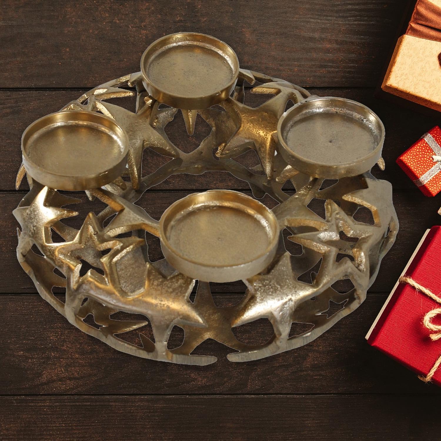 Kerzenständer für Stumpenkerzen – moderner Kerzenhalter für bis zu 4 Kerzen – Metall Deko-Kerzenleuchter in verschiedenen Designs & Farben (Gold, Starlight)