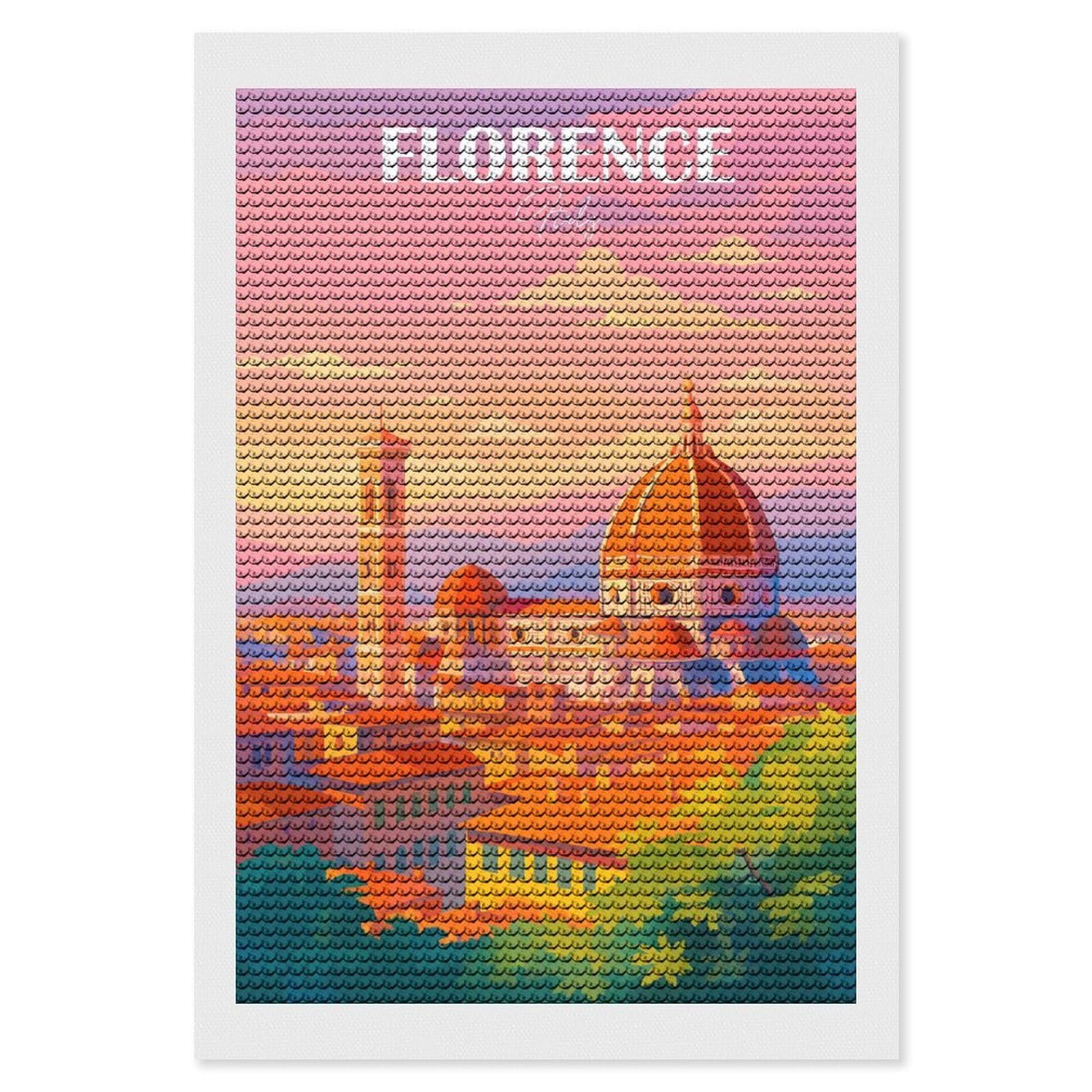 Junmoney Florence, Italy Cityscape Art DIY Diamond Art Canvas Kit 8"x12", Complete Accessories, Creative Leisure Activity, Home Wall Decor, Gift Idea