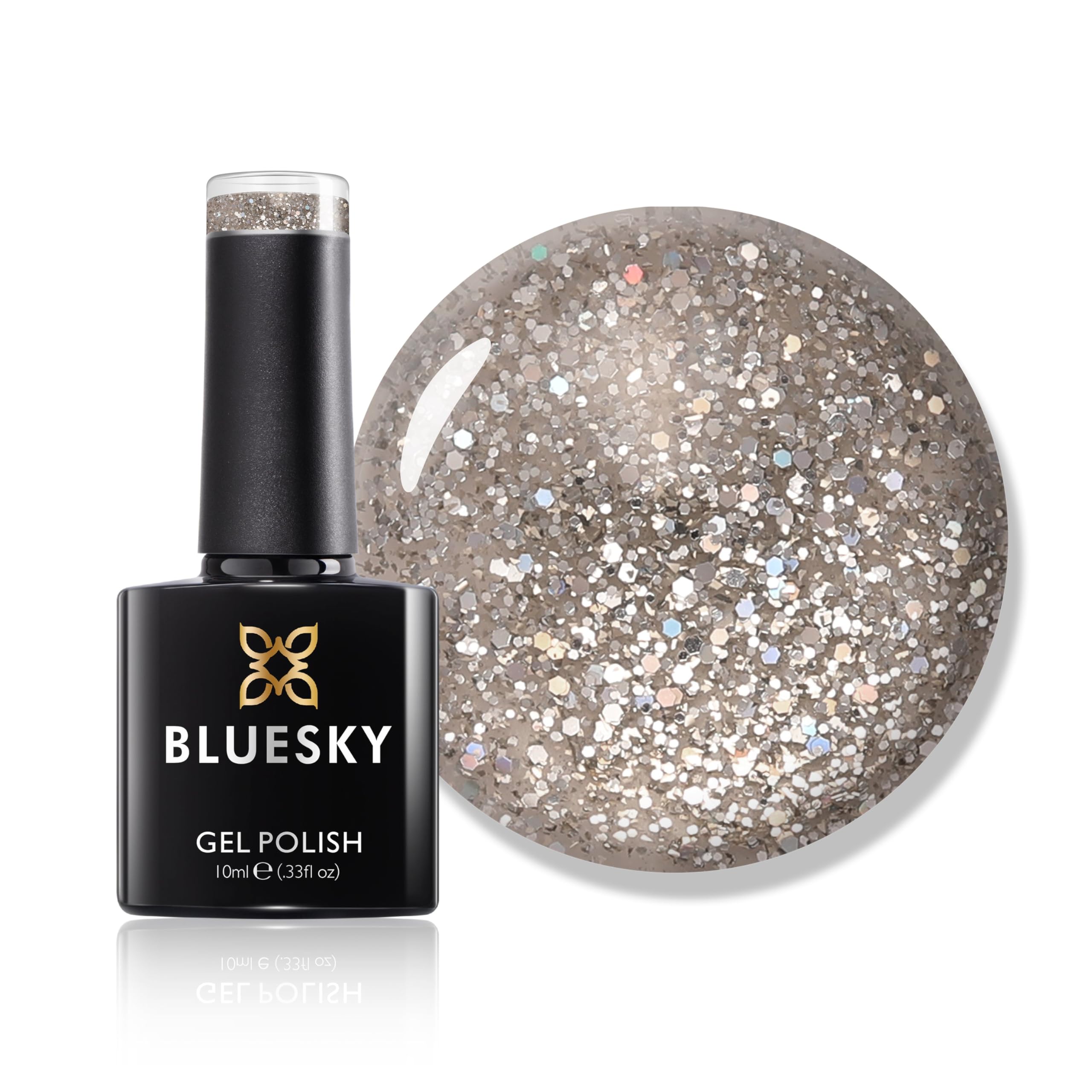 Bluesky Gel Nail Polish, Sprinkle of Glitter Platinum 11, Silver Glitter, Long Lasting, Chip Resistant, 10 ml (Requires Drying Under UV LED Lamp)