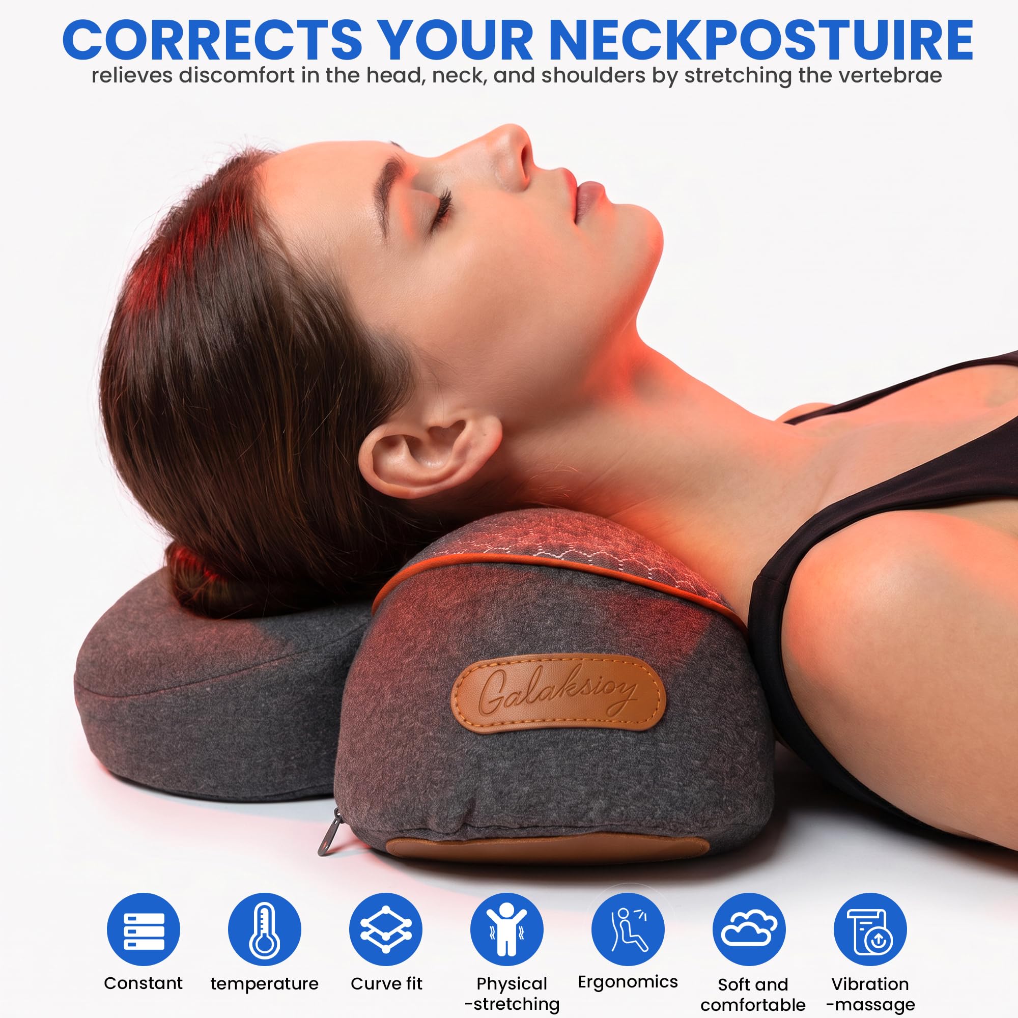 TheraPillow Original Almohada masajeadora de cuello 3 en 1 con calor y tracción suave inalámbrica