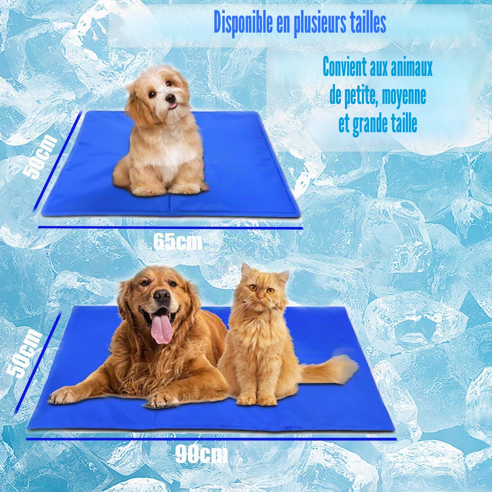 Tapis Rafraîchissant Chien L 90×50 cm – Tapis Refroidissant pour Chien Grand Chien, Auto-Rafraîchissant sans Eau, Résistant et Étanche, Matelas rafraîchissant pour Chien