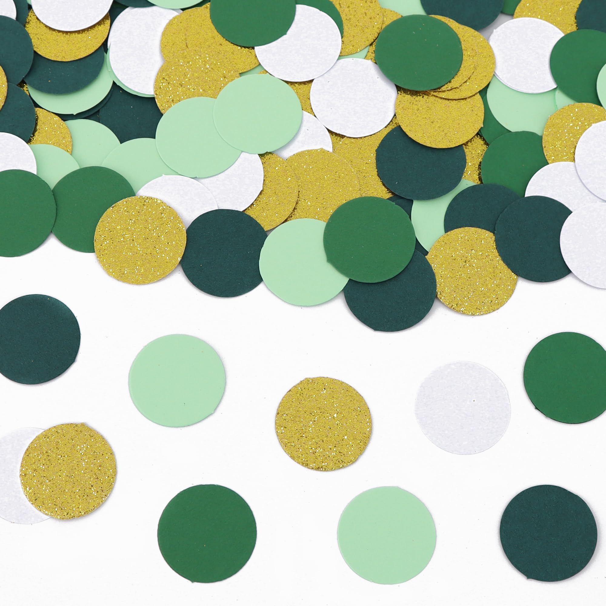 200Pcs Glitter Round Confetti Green Gold Paper Shiny Table Confetti