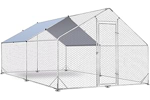 【Chicken Coop Outdoor】Walk-in Extra Large Durable Steel Chicken Cage Outdoor Playpen with Waterproof Canopy