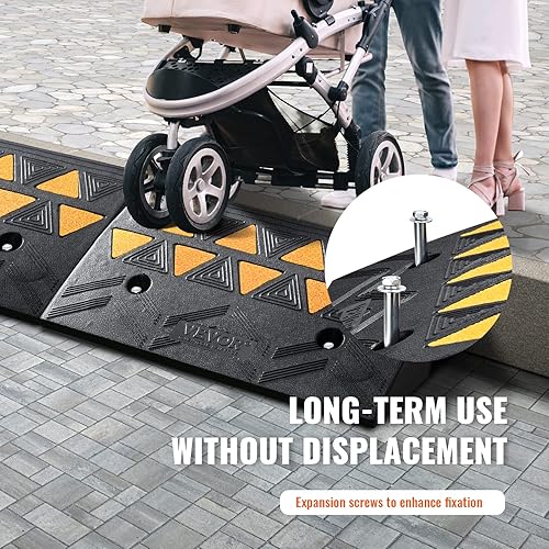 Miniatura 16 de VEVOR Rampa de goma de 6 pulgadas de altura de altura de umbral de acera, 14.6 pulgadas de ancho 19.3 pulgadas de largo, rampa de entrada de 33069