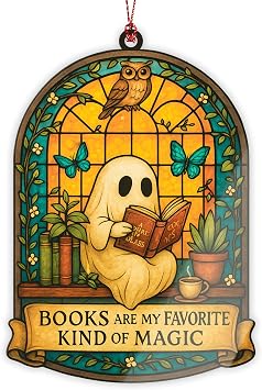 Halloween Ghost Reading Decoration Christmas Ornaments - Book Christmas Ornaments - Spooky Xmas - Ghost Reading - White Elephant Gifts RUSATEN ONM-530-RST-Ghost2