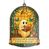 Halloween Christmas Ornaments - Book Christmas Ornaments - Spooky Xmas - Ghost Reading - White Elephant Gifts RUSATEN ONM-530-RST-Ghost2