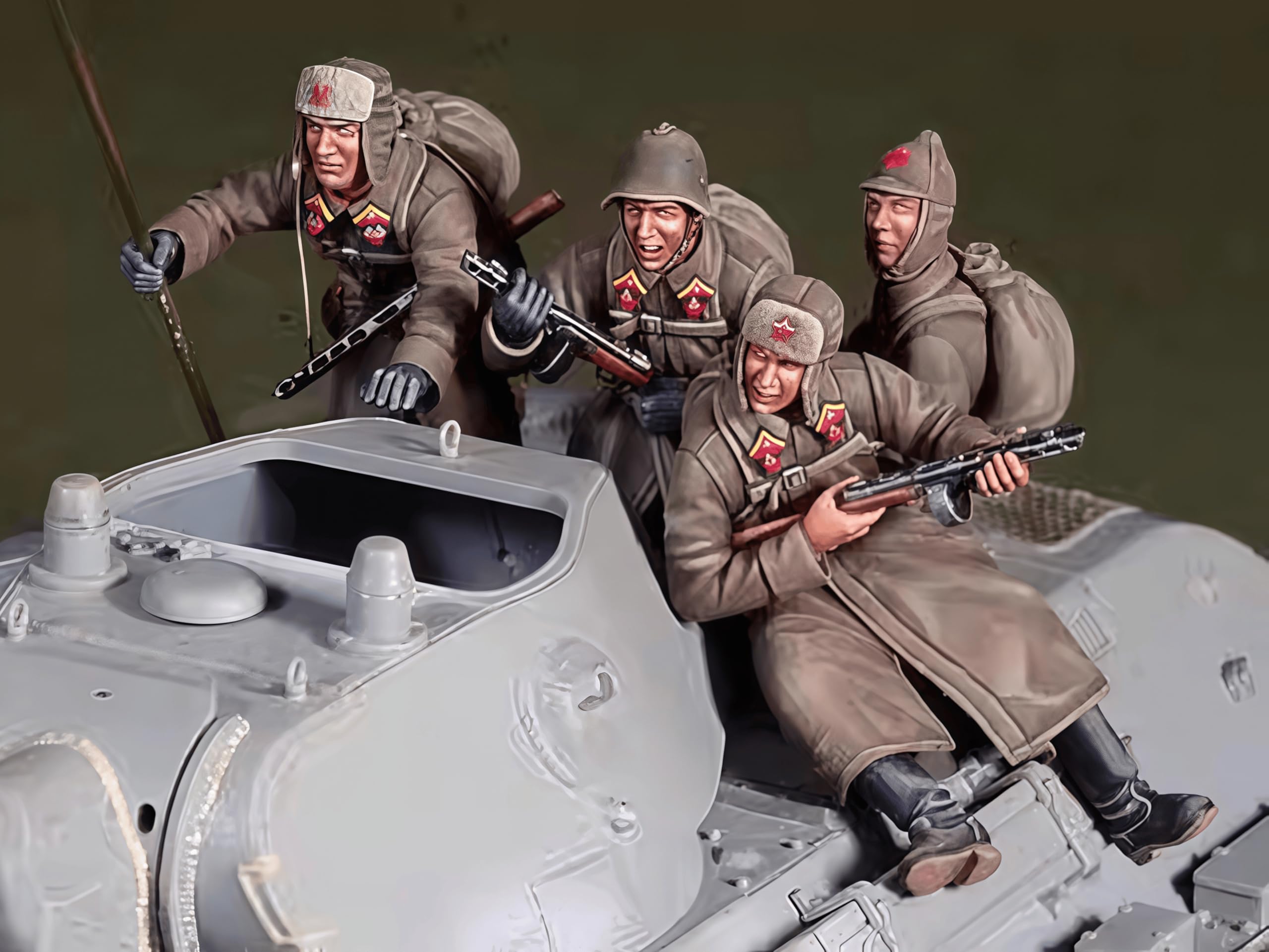 TRUEGRIS 1/35 WWII Soviet Tank Soldier Resin Model Kit Unpainted and Unassembled (4 figures, no tank) //k8w6J3