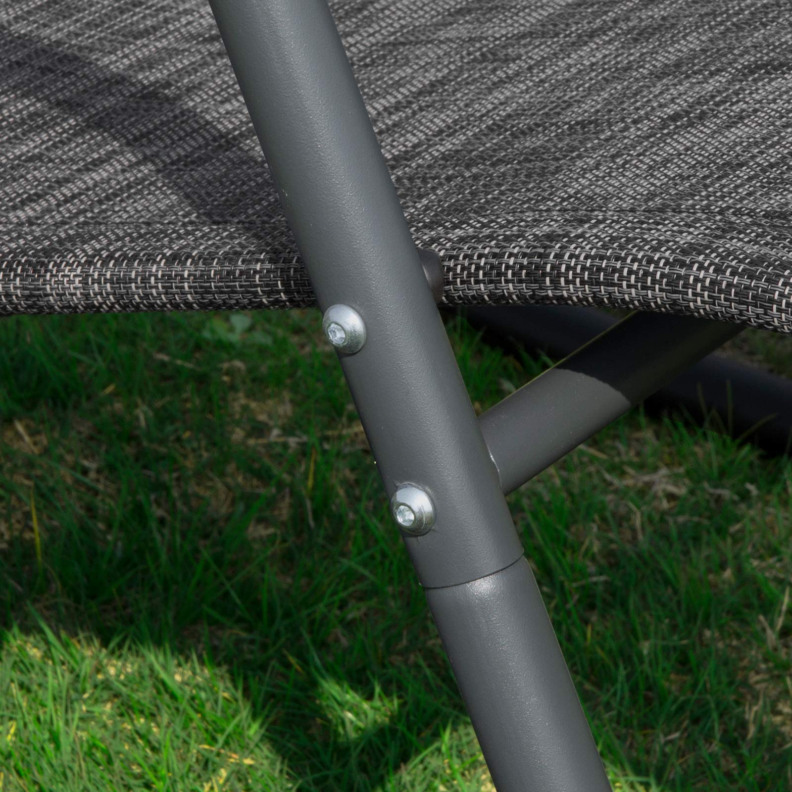 SoBuy Transat Jardin Exterieur Chaise Longue à Bascule Fauteuil Relax Extérieur avec Pochette Latérale Bain de Soleil pour Terrasse Balcon et Plage Noir 143x57x85 cm OGS47-MS